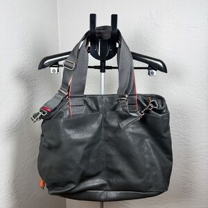 Storksak London Gray Diaper Bag Tote with Crossbody Strap